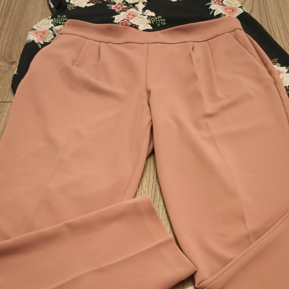 Versona Size L Rust Pleated Pull-on Ankle Pants (EUC)